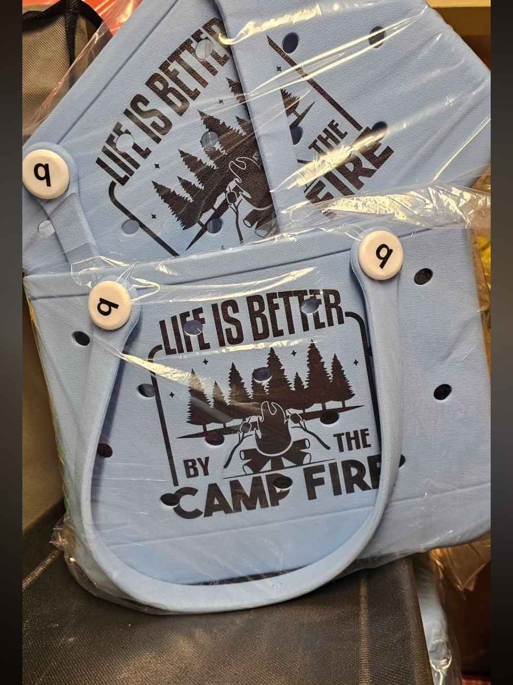 Light Blue Camp Fire - Life Is Better by the Camp Fire SMALL BOGG LIKE BAG